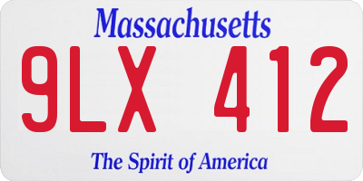 MA license plate 9LX412