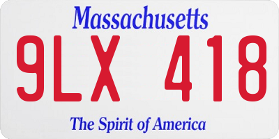 MA license plate 9LX418