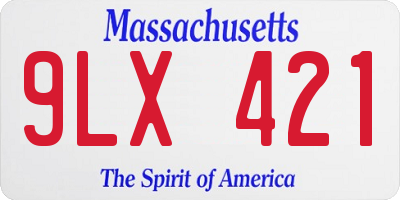 MA license plate 9LX421