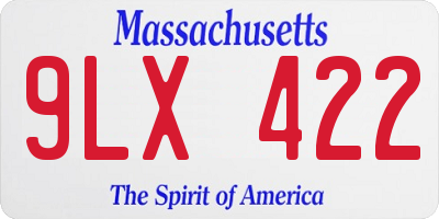 MA license plate 9LX422