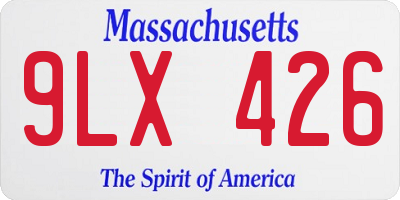 MA license plate 9LX426
