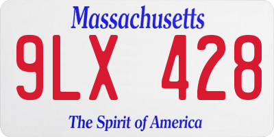 MA license plate 9LX428