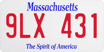 MA license plate 9LX431