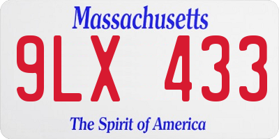 MA license plate 9LX433