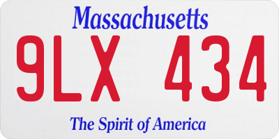 MA license plate 9LX434