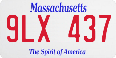 MA license plate 9LX437