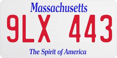 MA license plate 9LX443