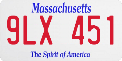 MA license plate 9LX451