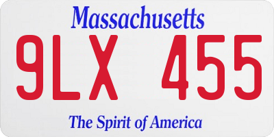 MA license plate 9LX455