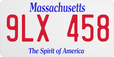 MA license plate 9LX458