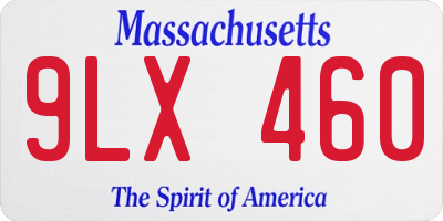 MA license plate 9LX460