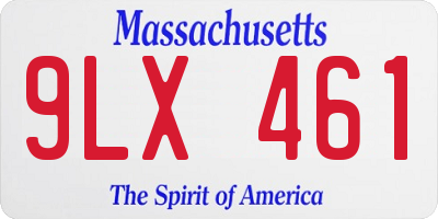 MA license plate 9LX461