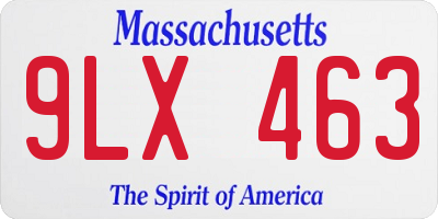 MA license plate 9LX463