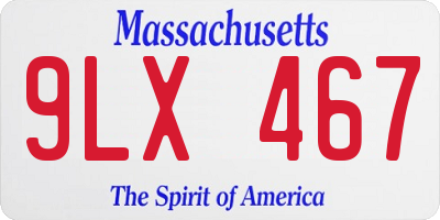 MA license plate 9LX467