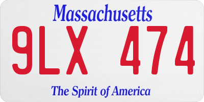 MA license plate 9LX474