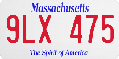 MA license plate 9LX475