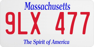 MA license plate 9LX477