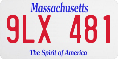 MA license plate 9LX481
