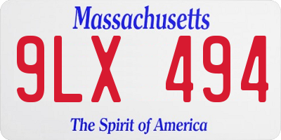 MA license plate 9LX494
