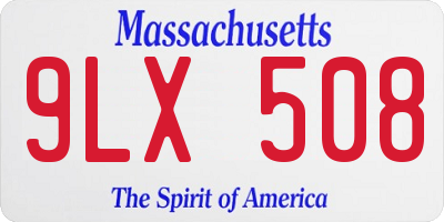 MA license plate 9LX508