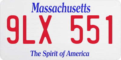 MA license plate 9LX551
