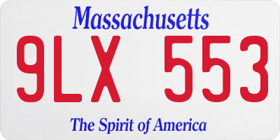 MA license plate 9LX553