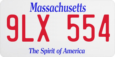 MA license plate 9LX554