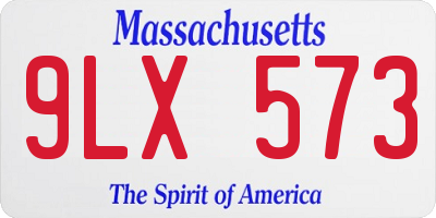 MA license plate 9LX573