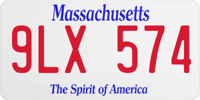 MA license plate 9LX574
