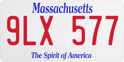 MA license plate 9LX577