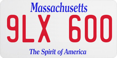 MA license plate 9LX600