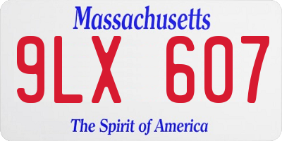 MA license plate 9LX607