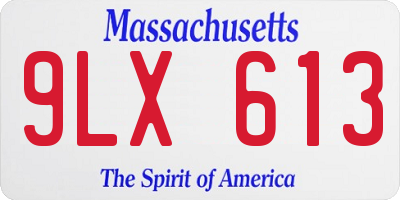MA license plate 9LX613