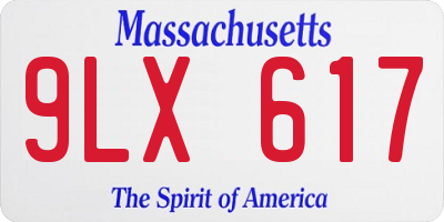 MA license plate 9LX617