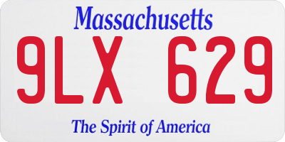 MA license plate 9LX629
