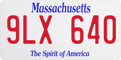 MA license plate 9LX640