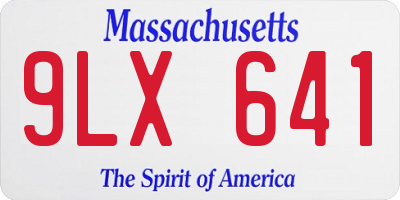 MA license plate 9LX641