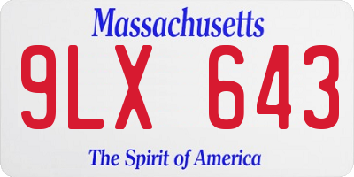 MA license plate 9LX643