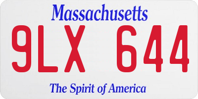 MA license plate 9LX644