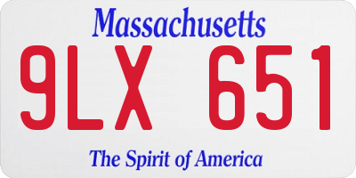 MA license plate 9LX651