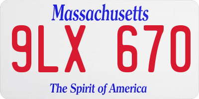 MA license plate 9LX670