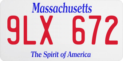 MA license plate 9LX672