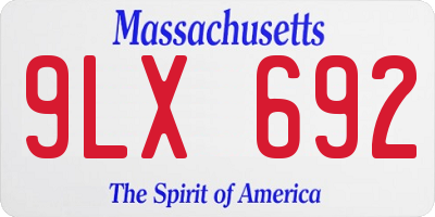 MA license plate 9LX692
