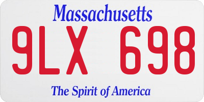 MA license plate 9LX698