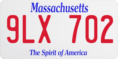 MA license plate 9LX702