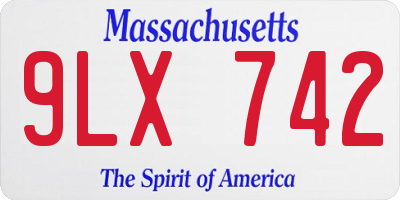 MA license plate 9LX742