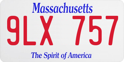 MA license plate 9LX757