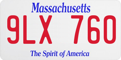 MA license plate 9LX760