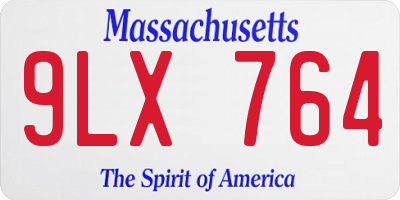 MA license plate 9LX764