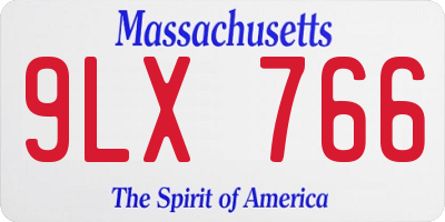 MA license plate 9LX766